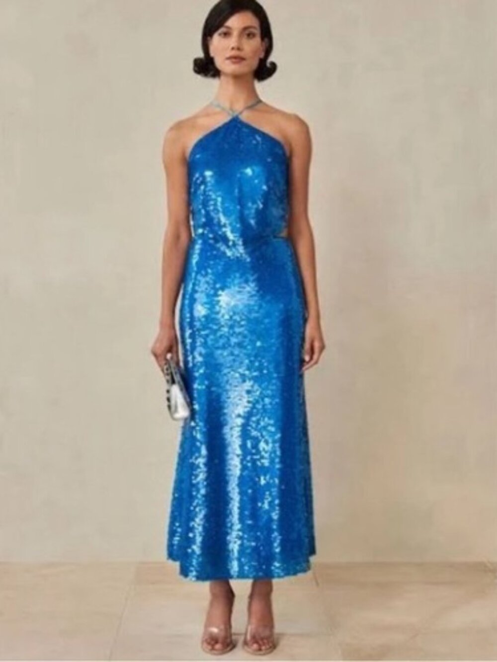 Cult Gaia Laith Sequin Maxi Skirt Nile Blue Size XS